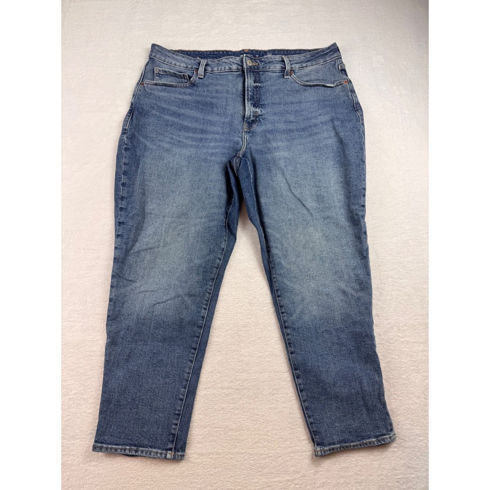 Old Navy Curvy OG Straight Jeans Womens 18 High Rise Medium Wash Blue Denim